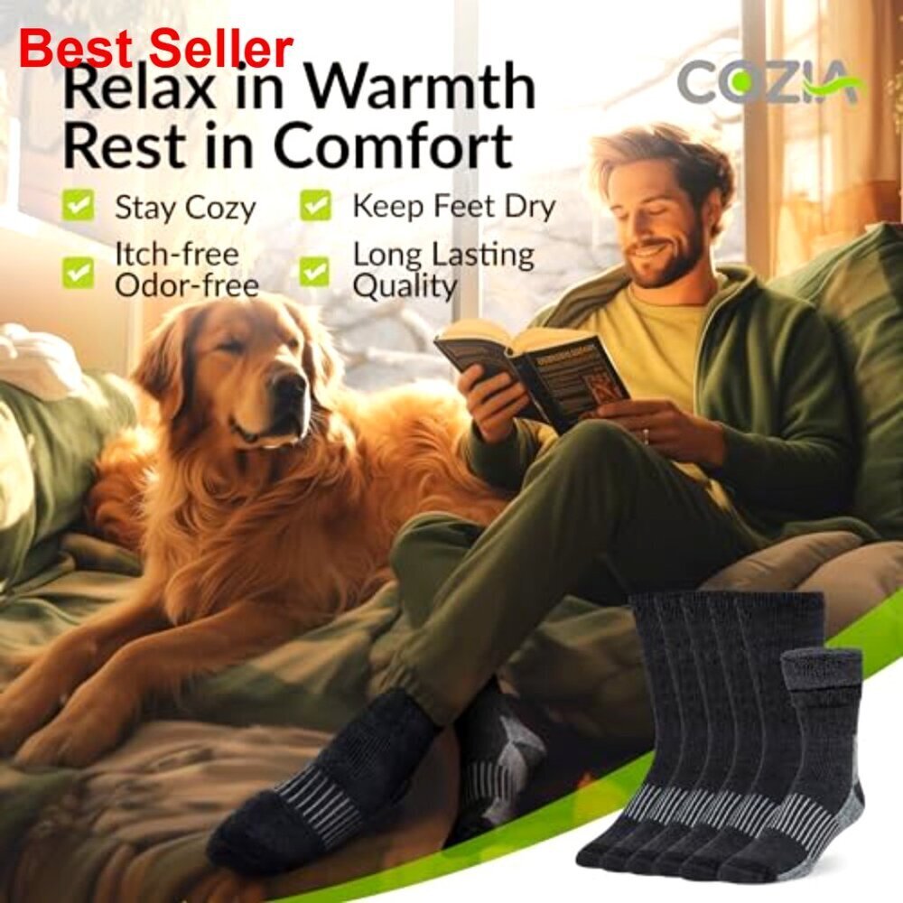 Merino Wool Thermal Socks for Men & Women, Winter Warm Cozy Hiking - Picture 5 of 6